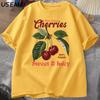 Retro Cherries TShirt Women Unisex Cherry TShirts Cotton Y2k Style T Shirt Summer Short Sleeve Round Neck Tees Unisexs Clothing