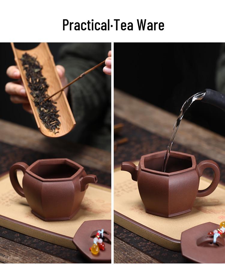 Yixing Zisha Purple Clay Teapot Set - Handmade Kung Fu Tea Set for Home, Office, or Business Gifts