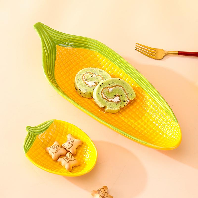 Creative Cartoon Corn Shaped Ceramic Salad Bowl Soup Bowl Family Fruit Snack Plate Kitchen Utensils Accessories