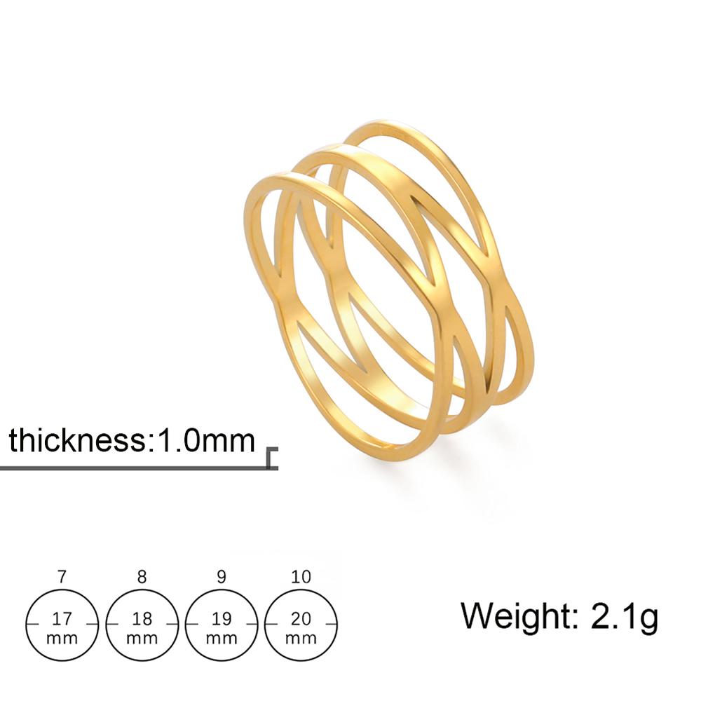 Women Cross Rings Stainless Steel Gold Color Minimalist Geometric Lines Ring Trend Wedding Jewelry Valentine Gift