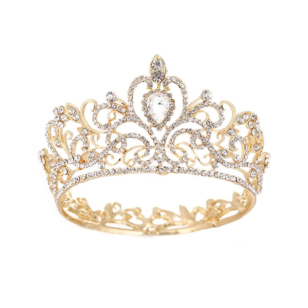 Baroque Round Crown Bridal Crown Tiara Princess Birthday Crown Hair Accessories Wedding Dress Stage Full Crown Crown