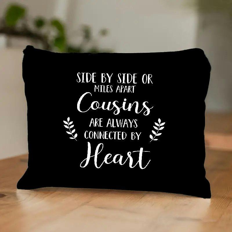 

Chic Cousins Letter Print Cosmetic Bag - Lightweight Canvas Makeup & Toiletry Organizer with Zip Closure, Perfect for Travel чорний