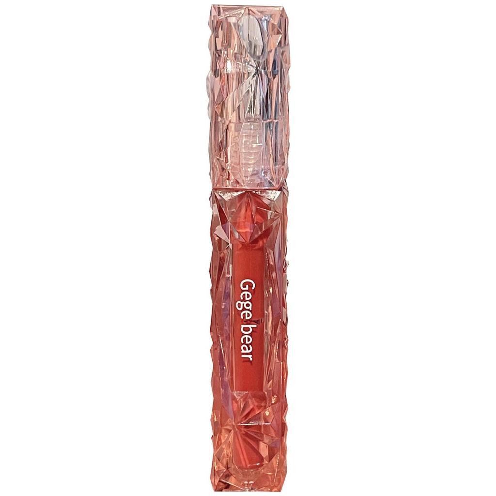 Gegebear Crystal Diamond Mirror Lip Gloss - Chestnut Red, Non-Transfer, Whitening, Spring/Summer Shade.