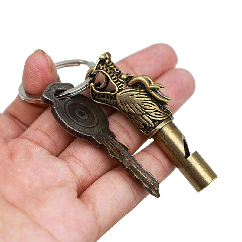 Sun Wukong Brass Whistle Ornaments Keychain Pendant Retro Decorative Figurines Dragon Head Copper Whistle Souvenir Car Pendant