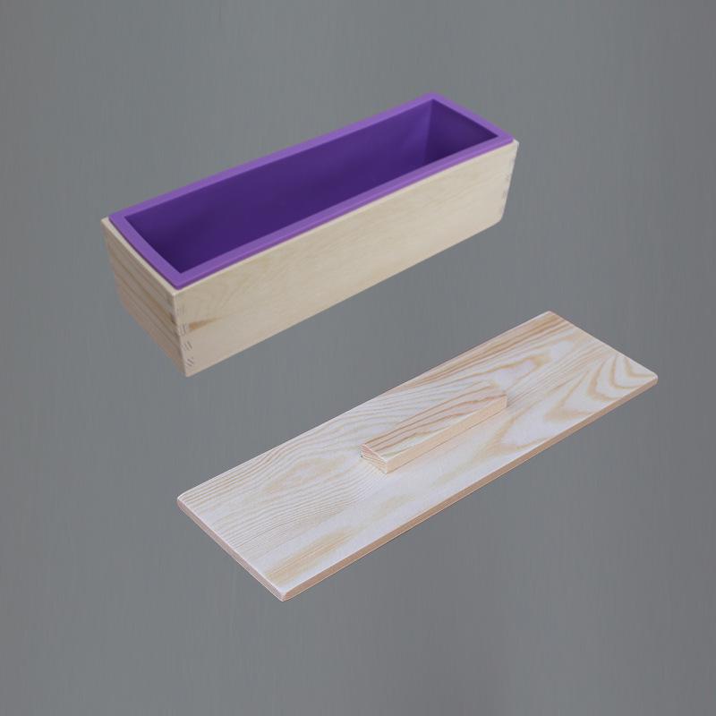 Rectangular Silicone Soap Mold & Wood Box for DIY Cold Process Soap Making (1200g Capacity)