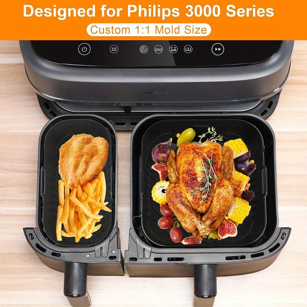 Silikon-Heißluftfritteusen-Matte Wiederverwendbare Silikon-Einlagen für Heißluftfritteusen Geeignet für Philips Heißluftfritteusen Modell NA35O-3000 zum Backen
