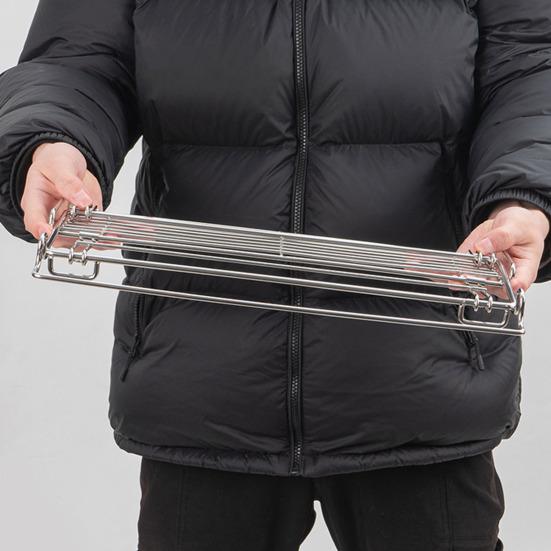 Folding Hanger Compact Foldable Stainless Steel Outdoor Picnic Table Organizer Storage Basket BBQ Accessories