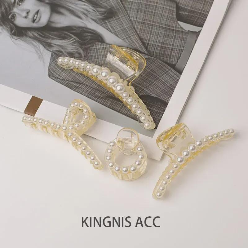 Korean Style Pearl Clip Set: Chic Large & Small Hairpins for Back of Head