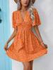 Women's Summer New V-Neck Sleeveless Printed High Waist Floral Ruffled Dress