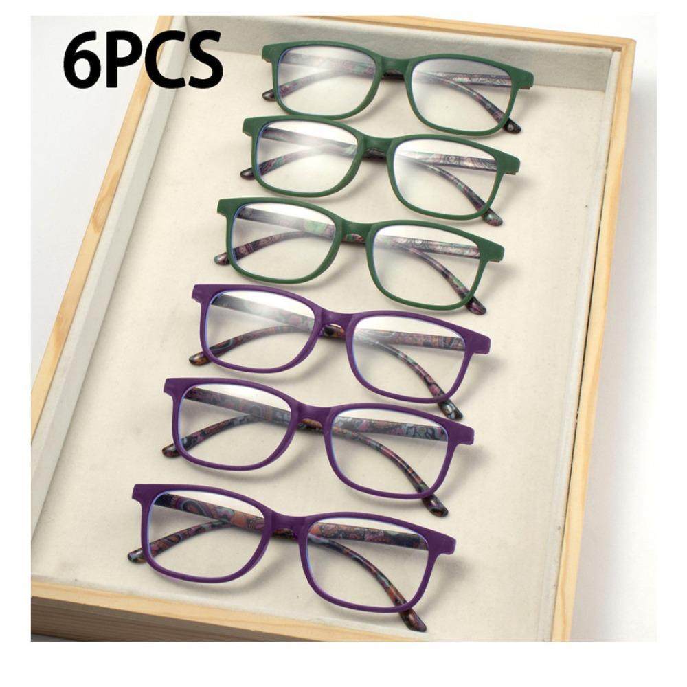 

6PCS Fashion Square Reading Glasses for Men Women Large Frame Presbyopia Eyeglasses High-definition Eyewear C3