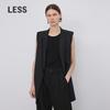 Less Women's Shawl Lapel Sleeveless Mid-Length Vest