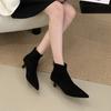 Fashion SUOJIALUN 2025 Winter New Brand Women Ankle Boots Fashion Pointed Toe Back Zip Ladies Short Boots Thin High Heel Dress Chelsea B