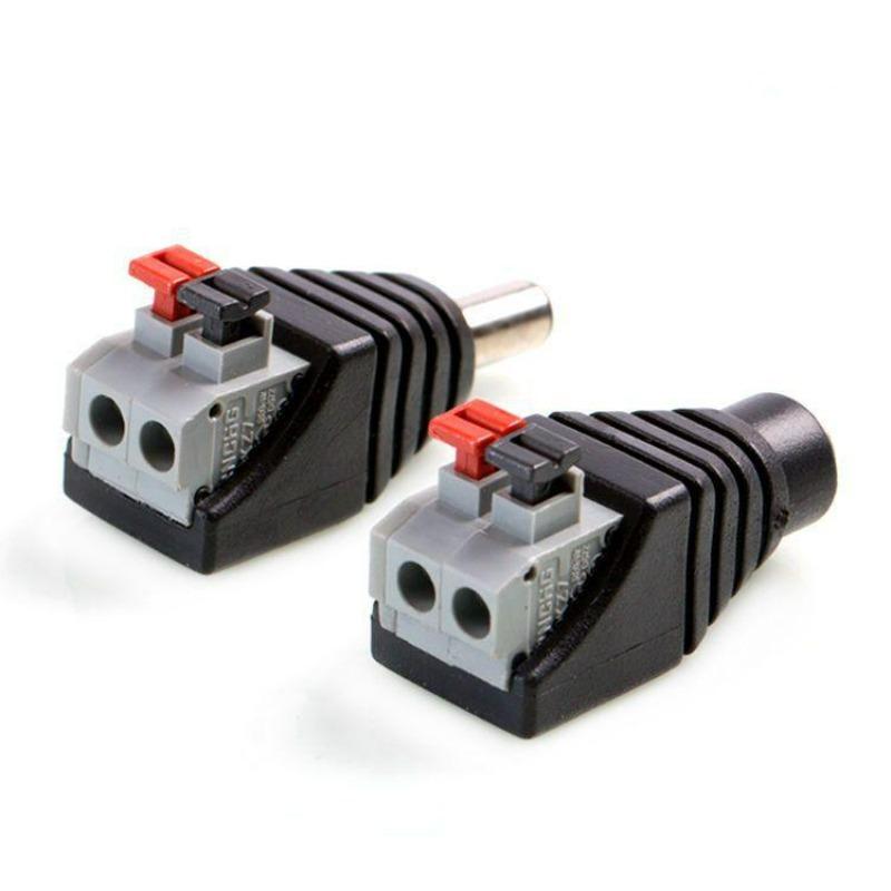 1/20pc Solder-free Press-fit DC Power Connector Security Camera Led Strip Male Female Adapter Socket Power Plug Cable Connectors