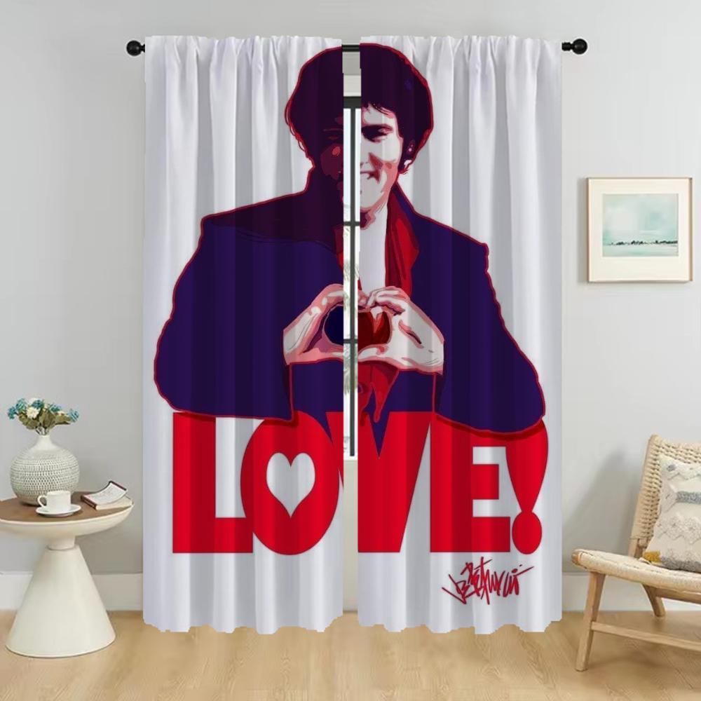 Kitchen Curtains for Camera E-Elvis Tulle for Bedroom Elegant Room Curtains 2 Pieces Blackout Curtain Halloween Decoration Child