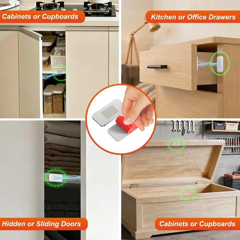 20Pcs/10Sets Ultra-Thin Magnetic Cabinet Catch, No-Drill Adhesive Mount for Kitchen Wardrobe Drawer, Strong Hold Rustproof
