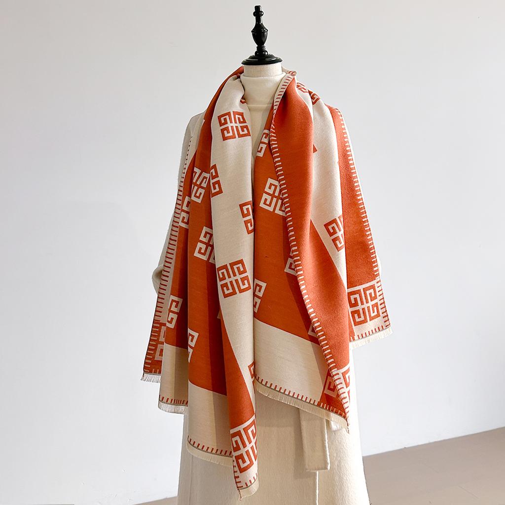  Latest Design Winter Two-Sided Jacquard Cashmere Scarves High Quality Women Thicken Wrap Shawl Ladies Wool Pashmina Scarf