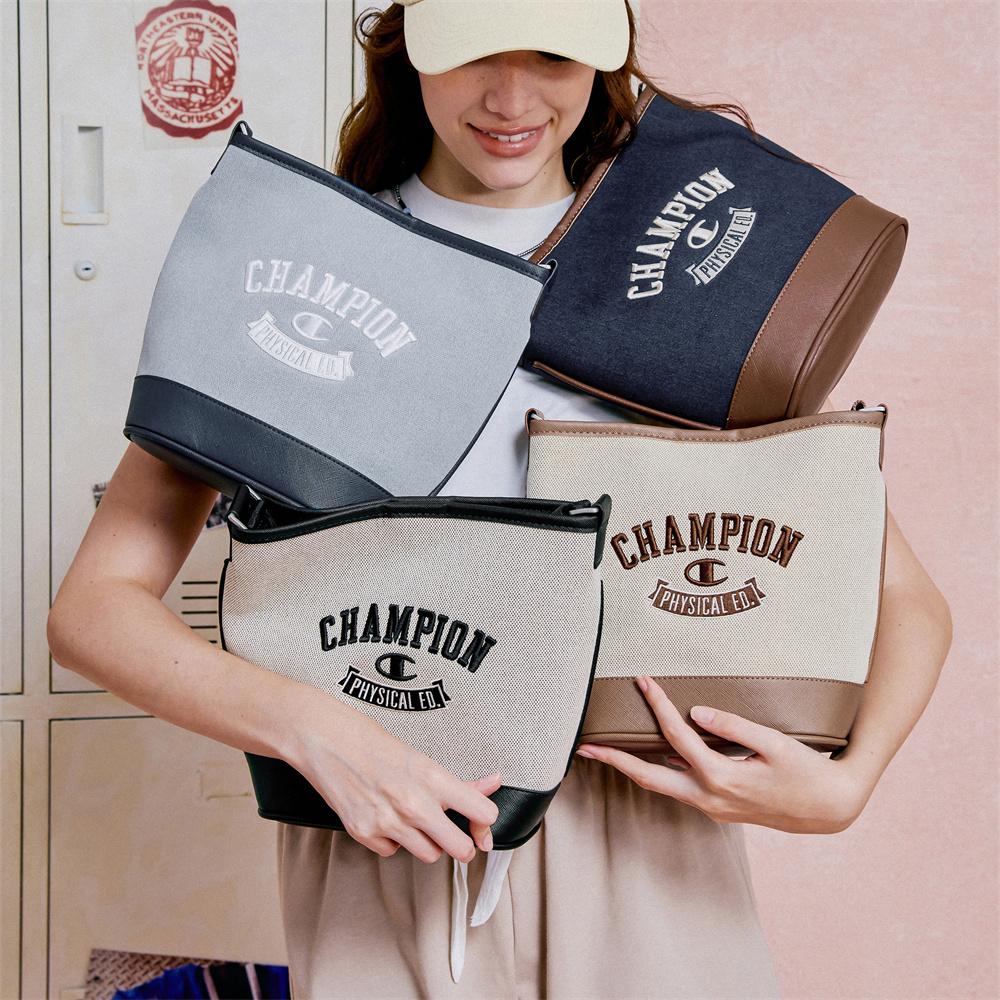 Champion Team Bucket Bag Classic Design 3D Embroidered Logo Casual Versatile Fabric Backpack Shoulder Bag Regular Unisex Couple Style U4CACPU11