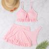 Multi-color Korean New Solid-color Girl Swimsuit Pure Desire Wind Bath Hot Spring Three-piece Skirt Split Bikini