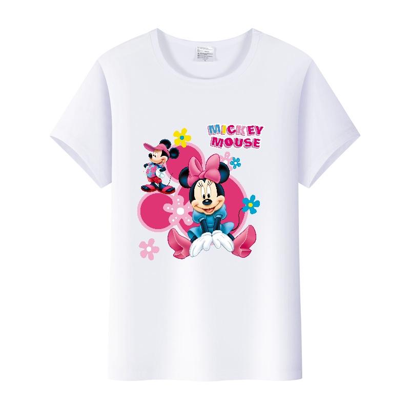 Casual Disney Cartoon Minnie Summer Blouses Men T-shirt White 2000s Tees Women Tshirt Ladies Mickey Mouse Tops Oversized Clothes