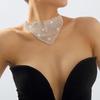 Retro Multi-row Flash Diamonds Bib Necklace Exaggerated Geometric Triangle Full Rhinestones Clavicle Chain for Female