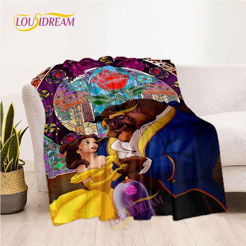 Märchendecke, Picknickmatte, Die Schöne und das Biest, Flanelldecke, Wohnzimmer-Schlafsofa, warme Decke, weiche Decke für Mädchen und Kinder