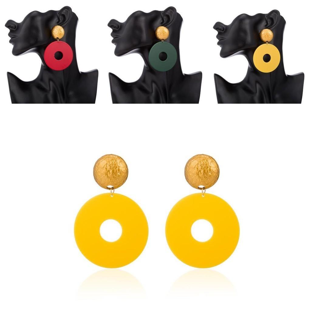 Chic Colorful Geometric Resin Circle Earrings For Women Trendy And Elegant Style