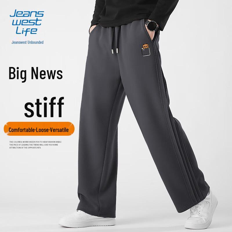 JEANSWEST LIFE Men's Pleated Wide-Leg Straight Casual Pants