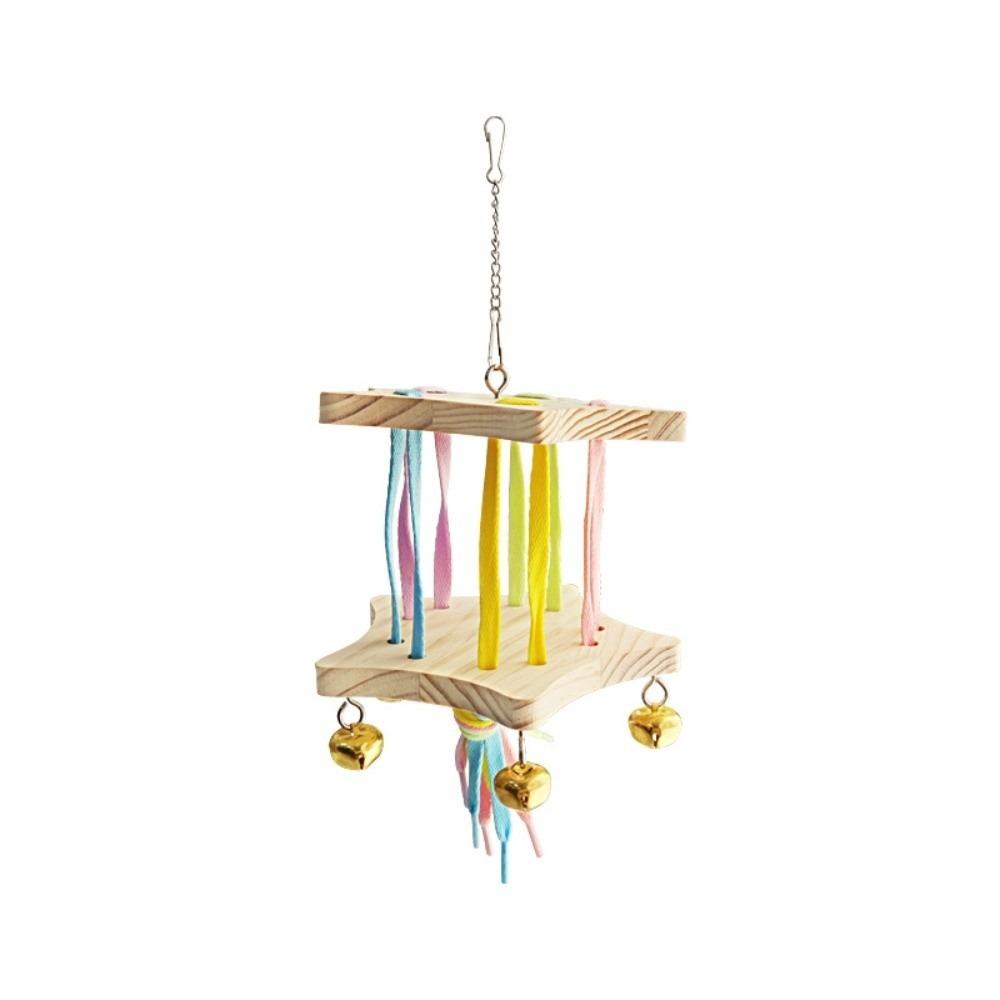 Colourful Bird Hanging Swing Wooden Bird Toy Hammock Parrot Cage Hut  Small Pet Entertainment
