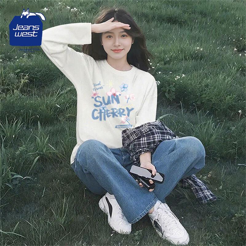 JEANSWEST CLUB Women s Round Neck Long Sleeve T-Shirt L