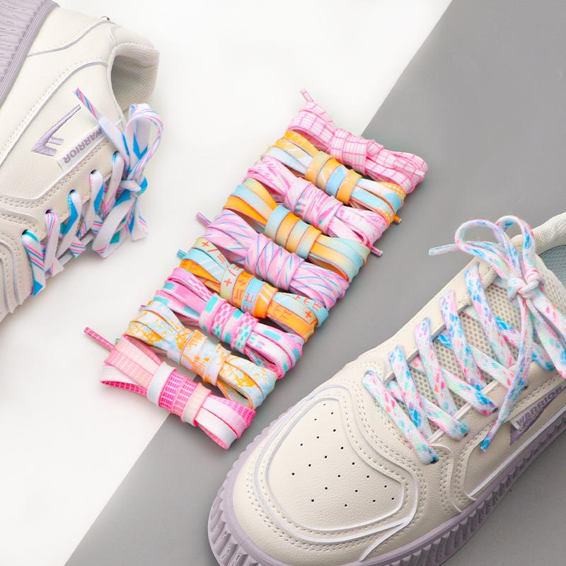 Lacci piatti per sneakers Tie-dye arcobaleno Lacci per scarpe personalizzati Lacci per scarpe da ginnastica Lacci per scarpe sportive Scarpe in tela AF1 Lacci per scarpe