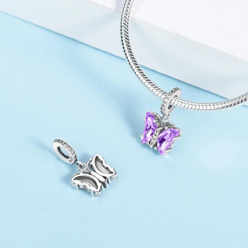 Glass Butterfly Pendant Copper Plated For Charms Copper Plated Original Bracelet For Jewelry Making