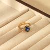 European and American Ins Light Luxury Oval Zircon Adjustable Ring Stainless Steel Electroplating 18K Gold Waterproof Jewelry Women