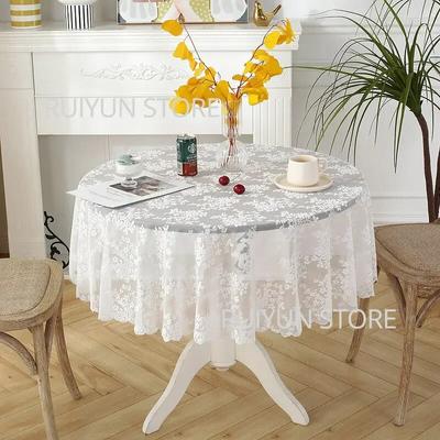 Decorative Lace Table Cloth Round Tablecloth Embroidered Tea Coffee Table Cover Wedding Party Table Cloth Decor