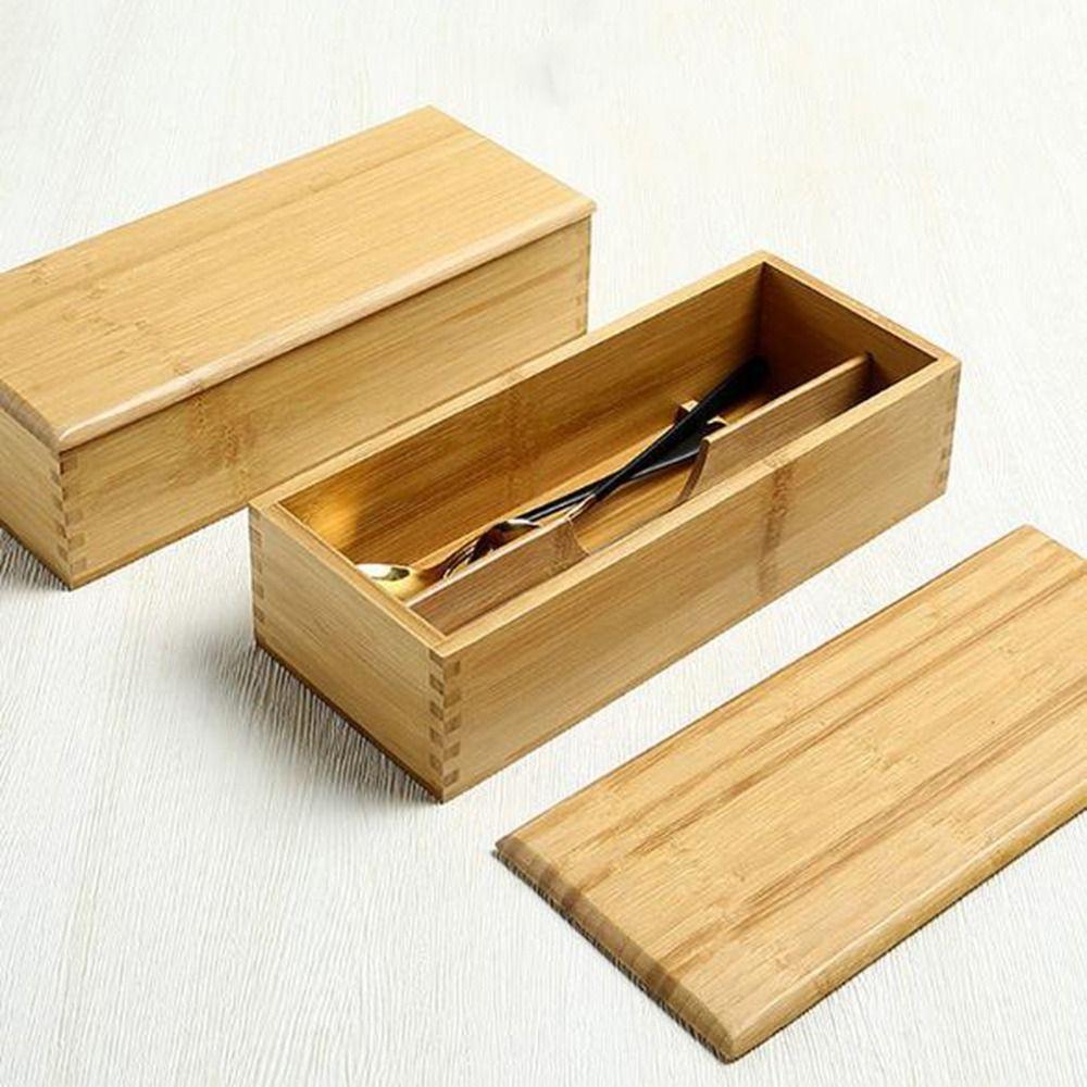 Large Capacity Bamboo Chopsticks Box Safety Tableware Spoon Storage Container  for Home