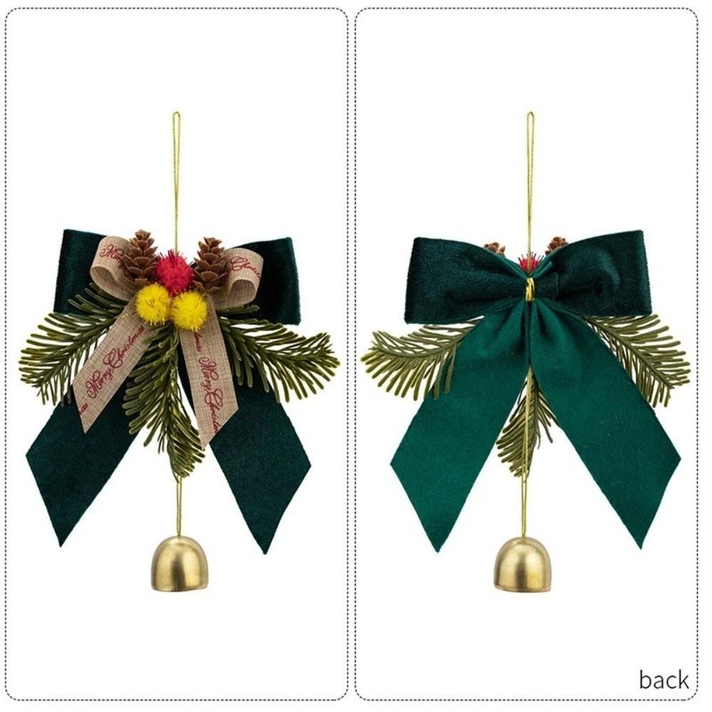 Pine Needle Decor Christmas Bow Ornament Velvet Xmas Tree Hanging Charm Mall Scene Layout