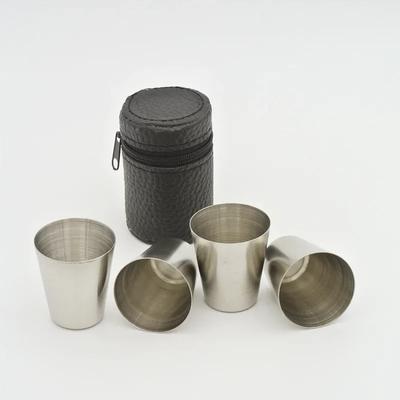 4 Teile/satz Outdoor Praktische Reise Edelstahl Tassen Mini Set Gläser Für Whisky Wein Mit Fall Tragbare Drinkware 30ml