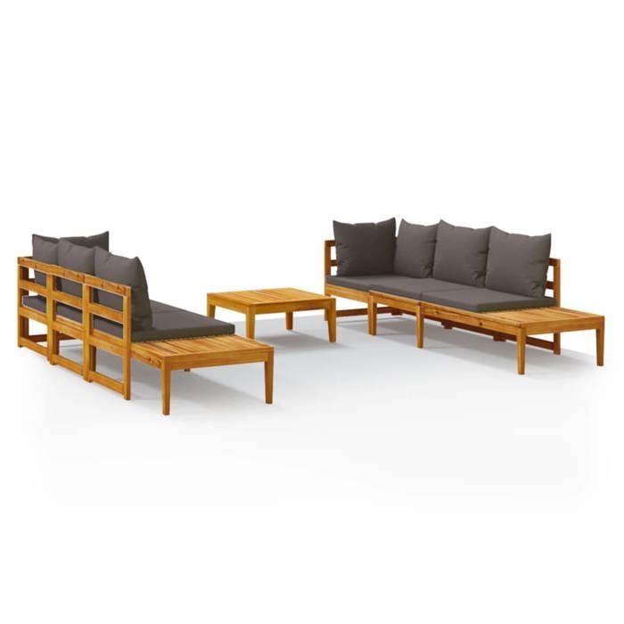 VidaXL Acacia Wood Garden Lounge Set 5 Pcs with Cushions Outdoor Furniture Patio Furniture Terrace Furniture Furniture 3087275