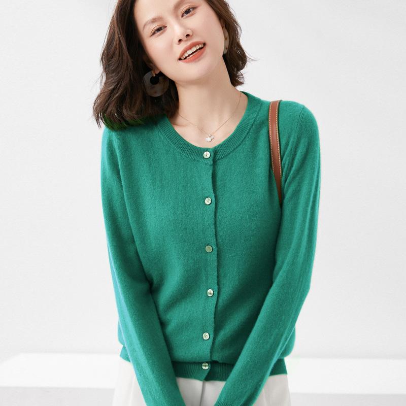 Moda damska Casual Solid Color Print Jesienno-zimowe swetry z długim rękawem i dekoltem w kształcie litery "o".