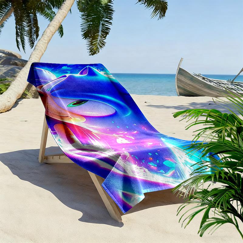 Sonic the Hedgehog Print Beach Towel, Large Soft Quick Dry Towel for Beach Camping Swimming