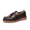 Slip-on Thick Soled Casual Leather Shoes British Retro Round Head Handmade Leather Fringe Lazy Loafers Men 2026