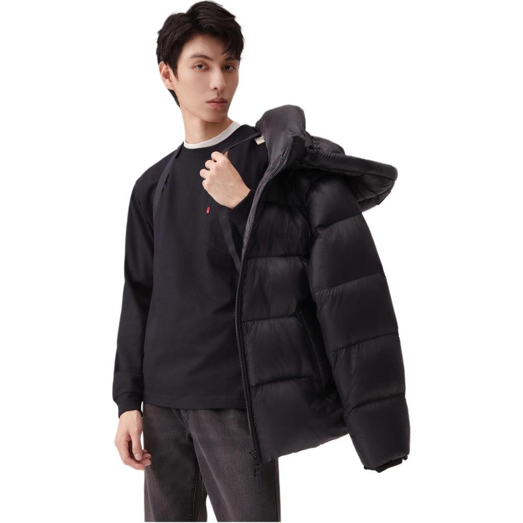 Levis Minimalist Soft Fashionable Comfortable Padded Down Jacket Men Outerwear Blue Black 002ND-0000