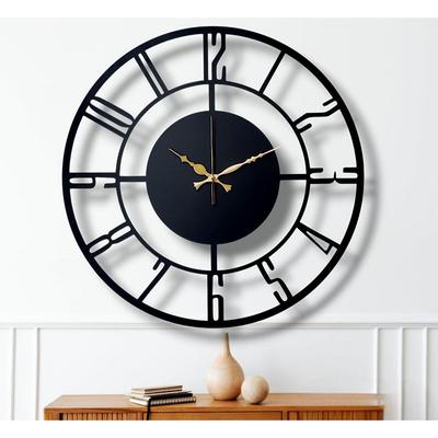 Μοντέρνο Μεταλλικό Ρολόι Τοίχου για Σαλόνι Υπνοδωμάτιο Γραφείο Κουζίνα Στυλάτο Αναλογικό Ρολόι Τοίχου για Σπίτι και Χολ Σχεδιαστικό Μεγάλο Μέγεθος Μοντέρνο (50 εκ) (Μαύρος