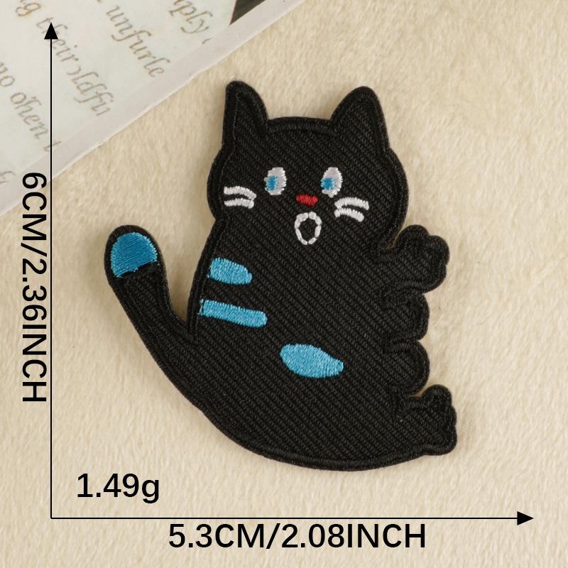 Cartoon Kitten Embroidered Patches: Self-Adhesive for Clothing, Shoes & Hats