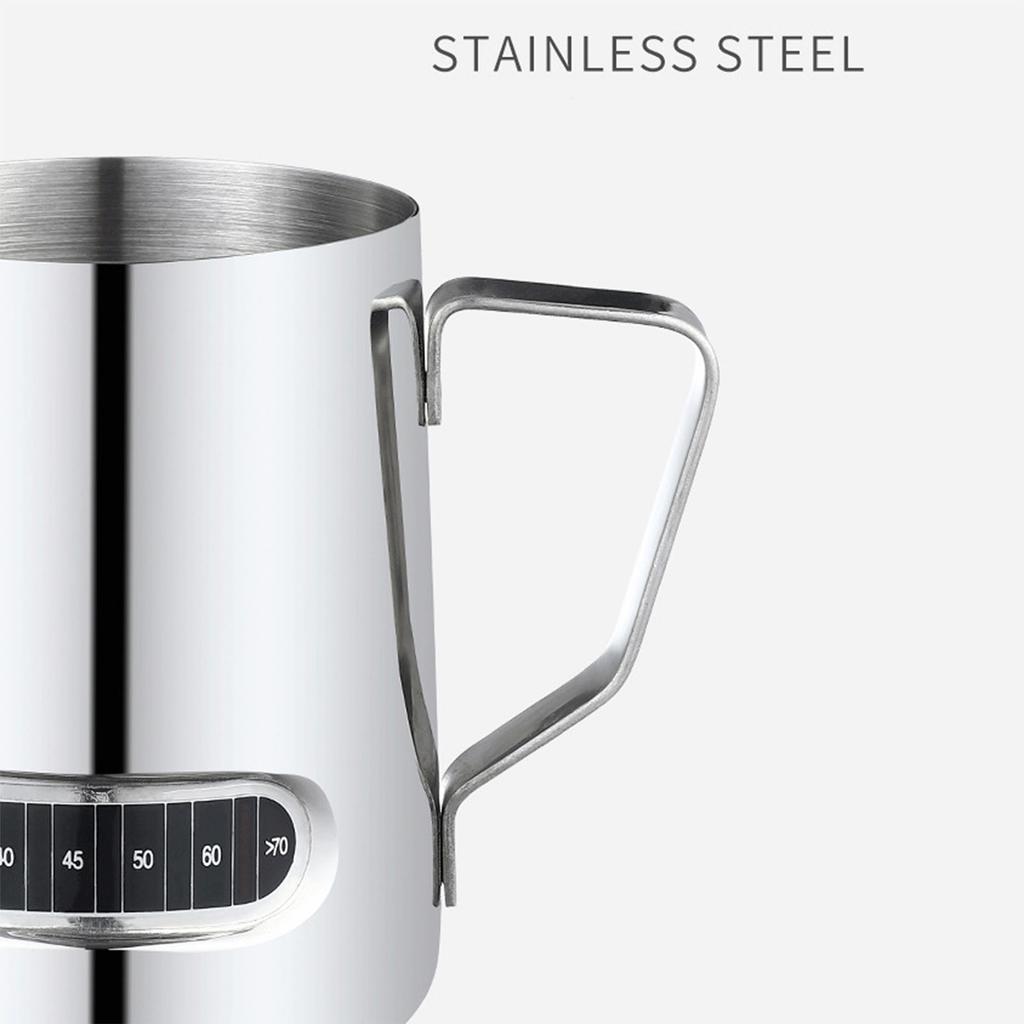 12 20oz Milk Frothing Pitcher with Temperature Display Stainless Steel Milk Frother Pitcher Jug Cup for Latte Art