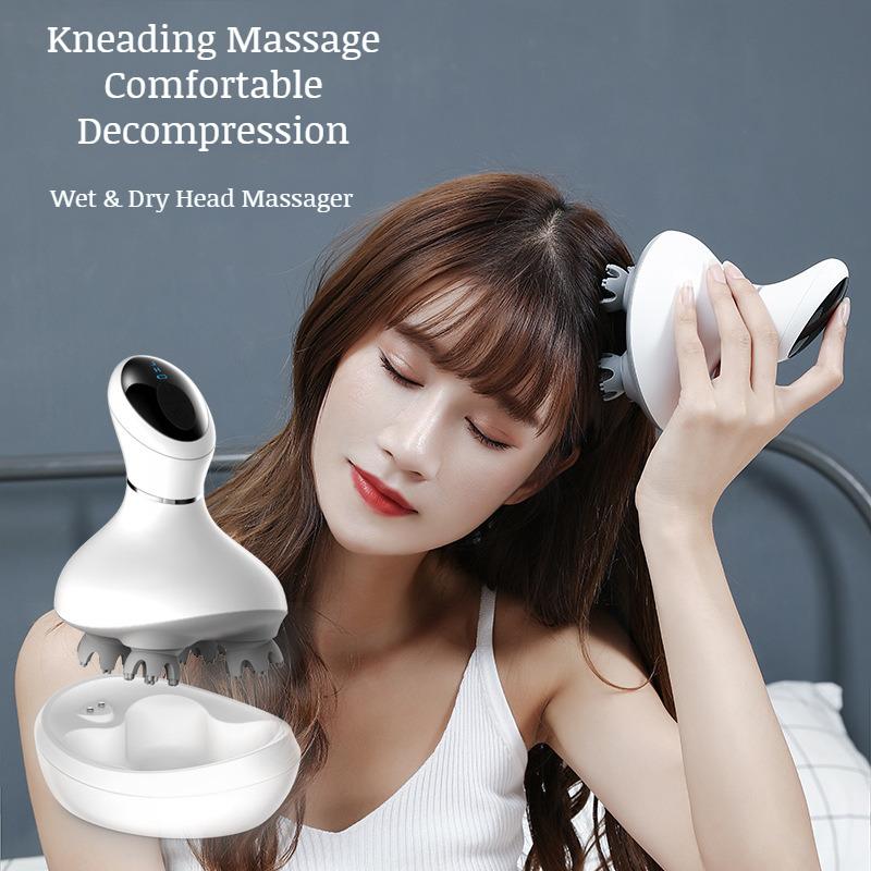 Massageador de Couro Cabeludo Doméstico Elétrico Mini Massageador Inteligente À Prova D'água Recarregável Amassamento Massageador de Couro Cabeludo Cabeça Elétrica