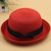 WTEMPO Elegant Casual Foldable Summer Straw Hats Women's Black Bow Wide Brim Solid Color Outdoor Sunscreen Hats