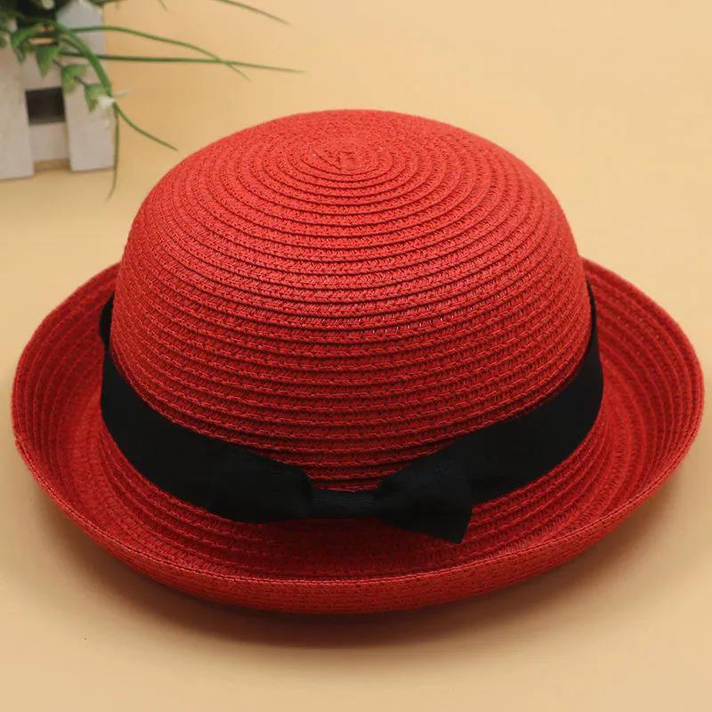 

WTEMPO Элегантные повседневные складные летние соломенные шляпы женские черные с широкими полями однотонные солнцезащитные шляпы для улицы 1pc красный