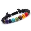 European & American Seven-Color Rainbow Duobao Yoga Bracelet with Alloy Bronze Wheel Accents