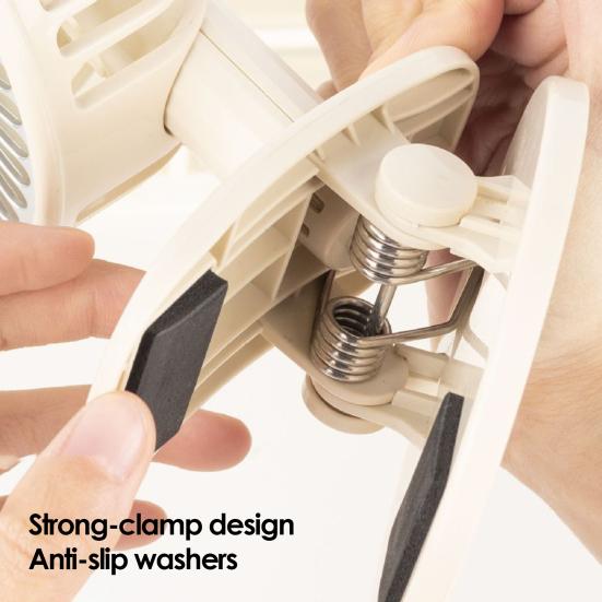 Rechargeable Clip Fan with LED Light Quiet Small Desk Fan 360 Degree Adjustable 3 Speeds Mini Personal Table Fan for Bed Office Camping