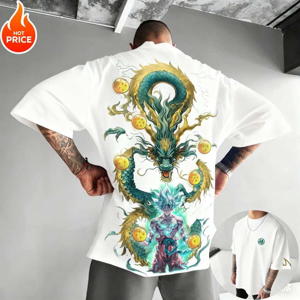 Dragon Ball Stampa di Goku Dall'Anime per Uomo Come Super Saiyan Stile Harajuku Retro Estivo Ampia Vestibilità per